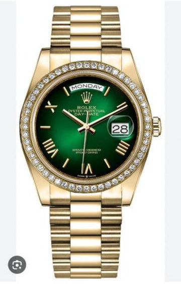 ROLLEX Day DATE JUST DIAMOND Gold green stainless steel jubilee belt 003