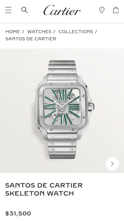 Cartie_r Santos Skeleton Battery silver green