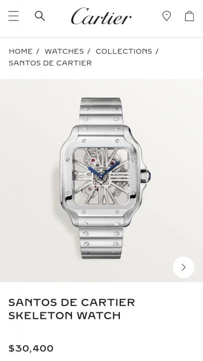 Cartie_r Santos Skeleton Battery silver white